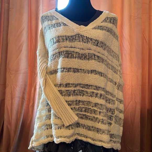 free people white spending time pullover sweater violet harmon exact size small - Picture 5 of 5